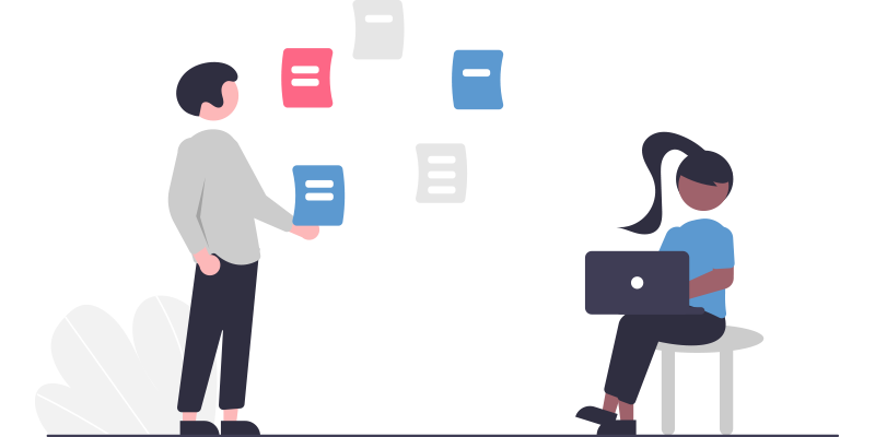 simple illustration of 2 people working together