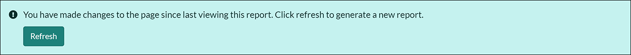 The 'Refresh' banner in a Page audit pop-up