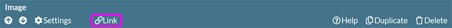 An image component toolbar, with the 'Link' option highlighted