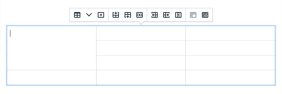 A table with a merged cell occupying the first three rows of the first column