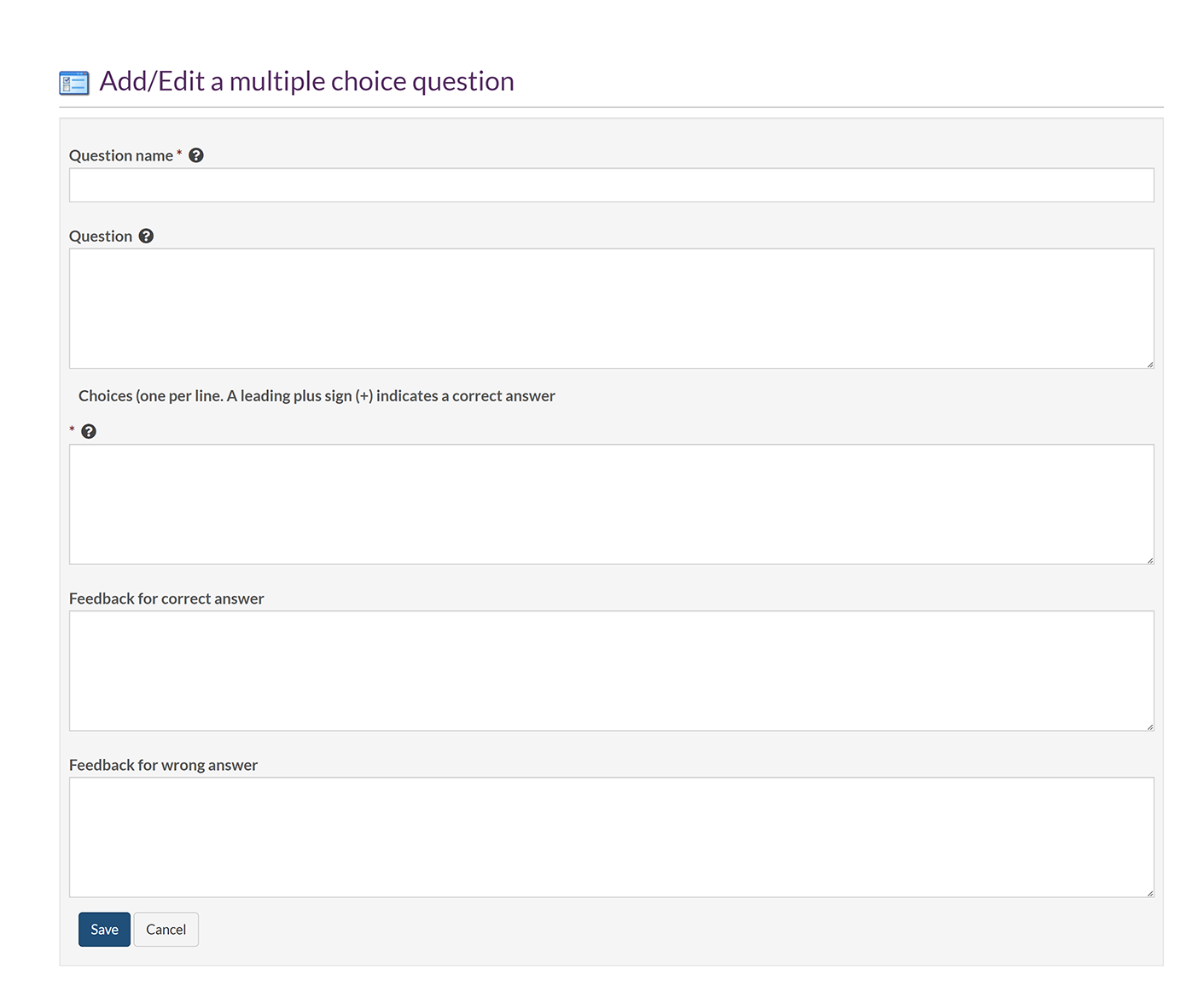 The 'Add/Edit a multiple choice question' screen