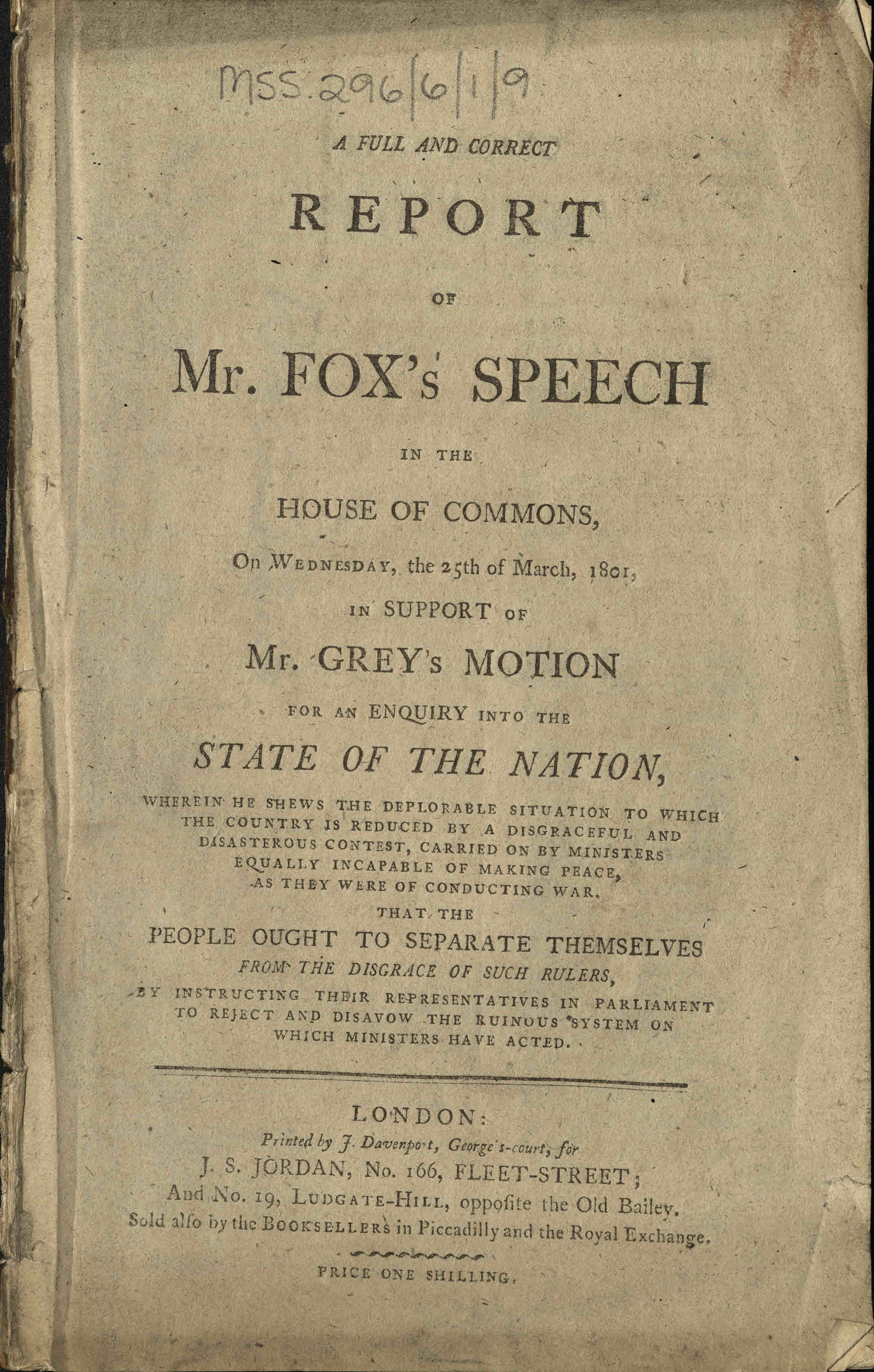 An enquiry into the state of the nation